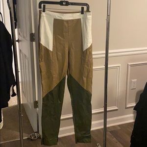 Color block pleather pants